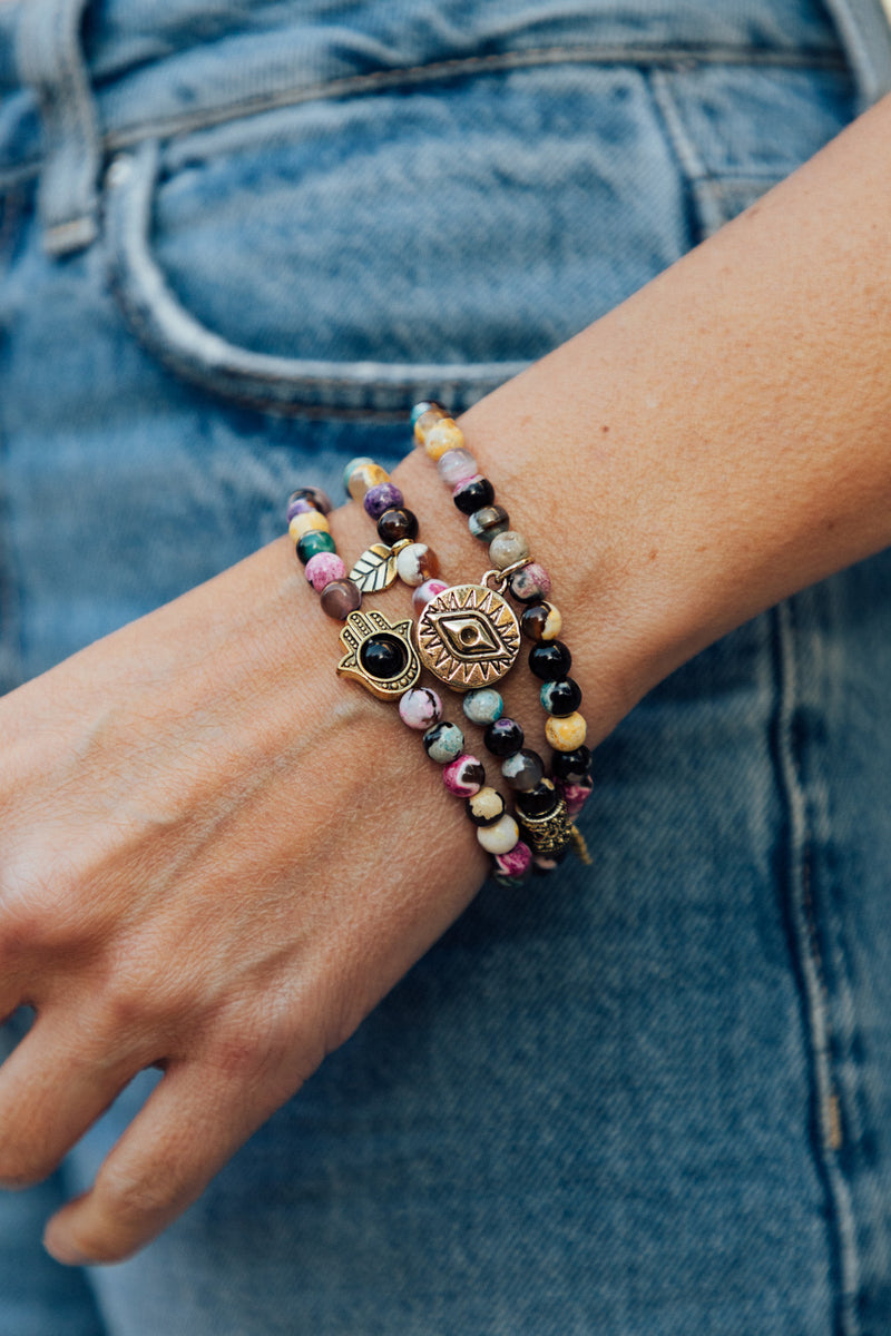 Toya Beaded Bracelet Set - Amazonite & Agate