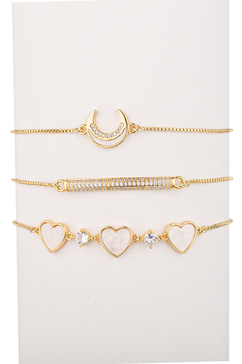 Juliette 3 Piece Heart Bolo Bracelet Set