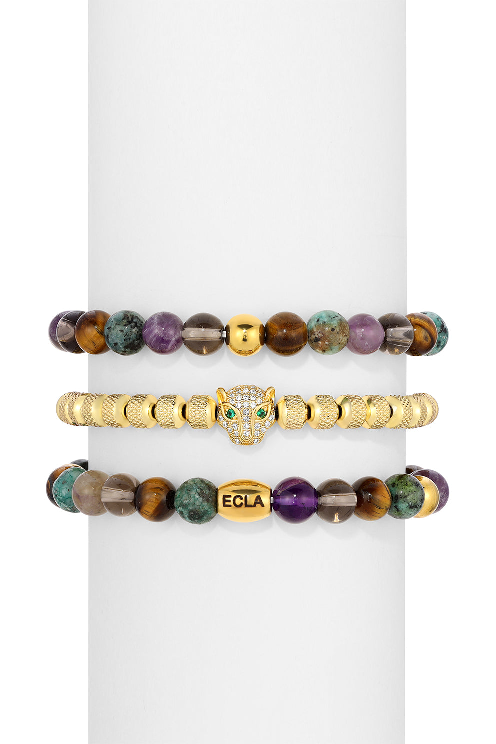 Adam 3-Piece Leopard Agate Bracelet Set