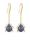 Lexy Blue Beetle Dangle Earrings