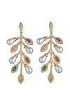 Golden Leaf CZ Dangle Earrings