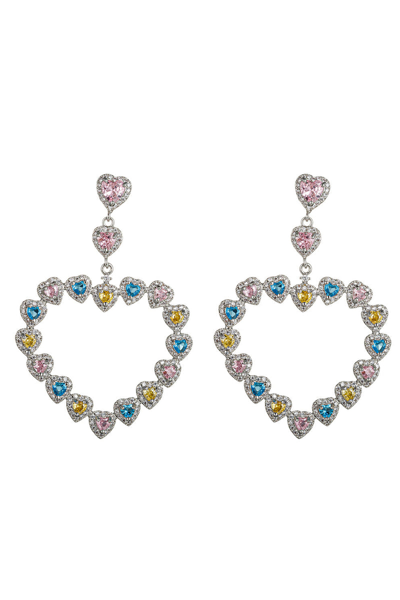 Chiara Pastel CZ Heart Drop Earrings