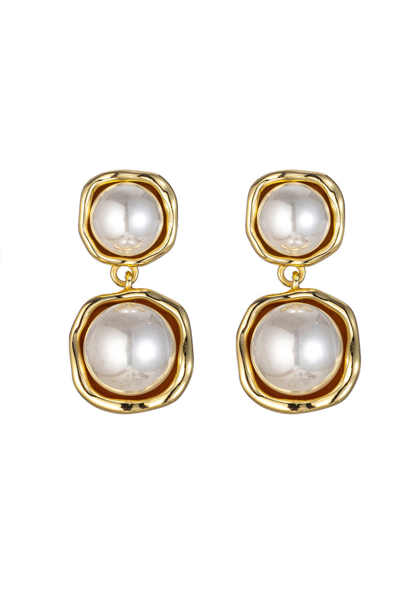 Night Out Dangle Drop Golden Glass Pearl Earrings