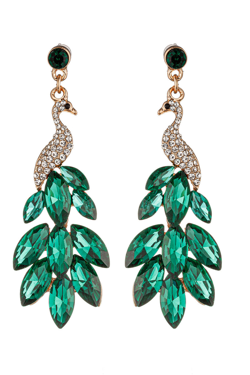 Green Peacock Drop Earrings