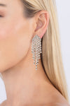 Silver Tone Fringe Statement Earring