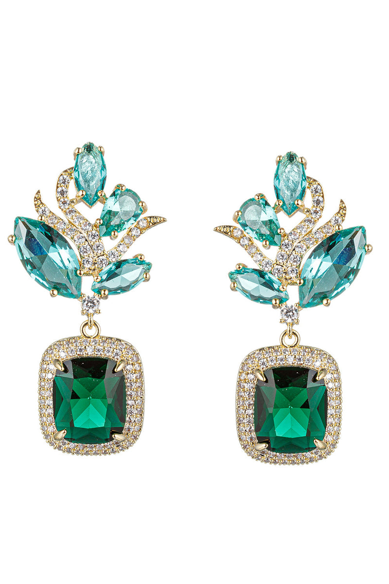 Baroque Green Statement Drop Earrings