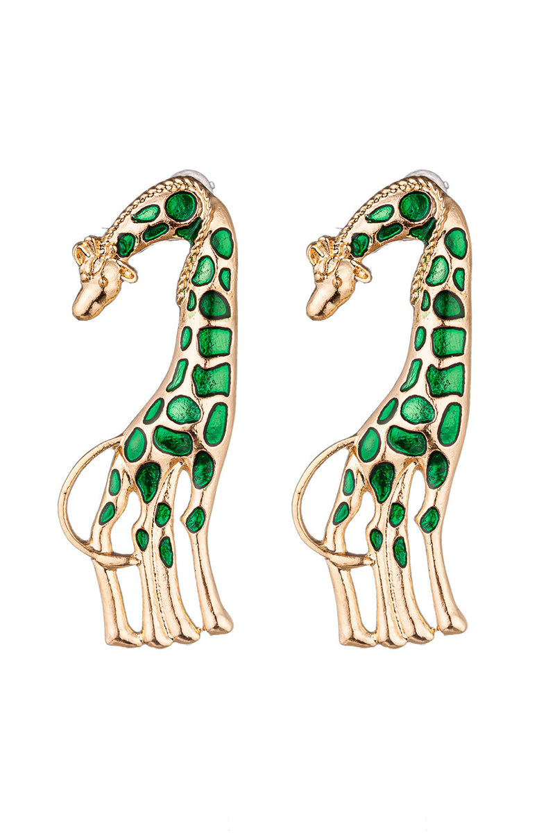 Green Giraffes Drop Earrings