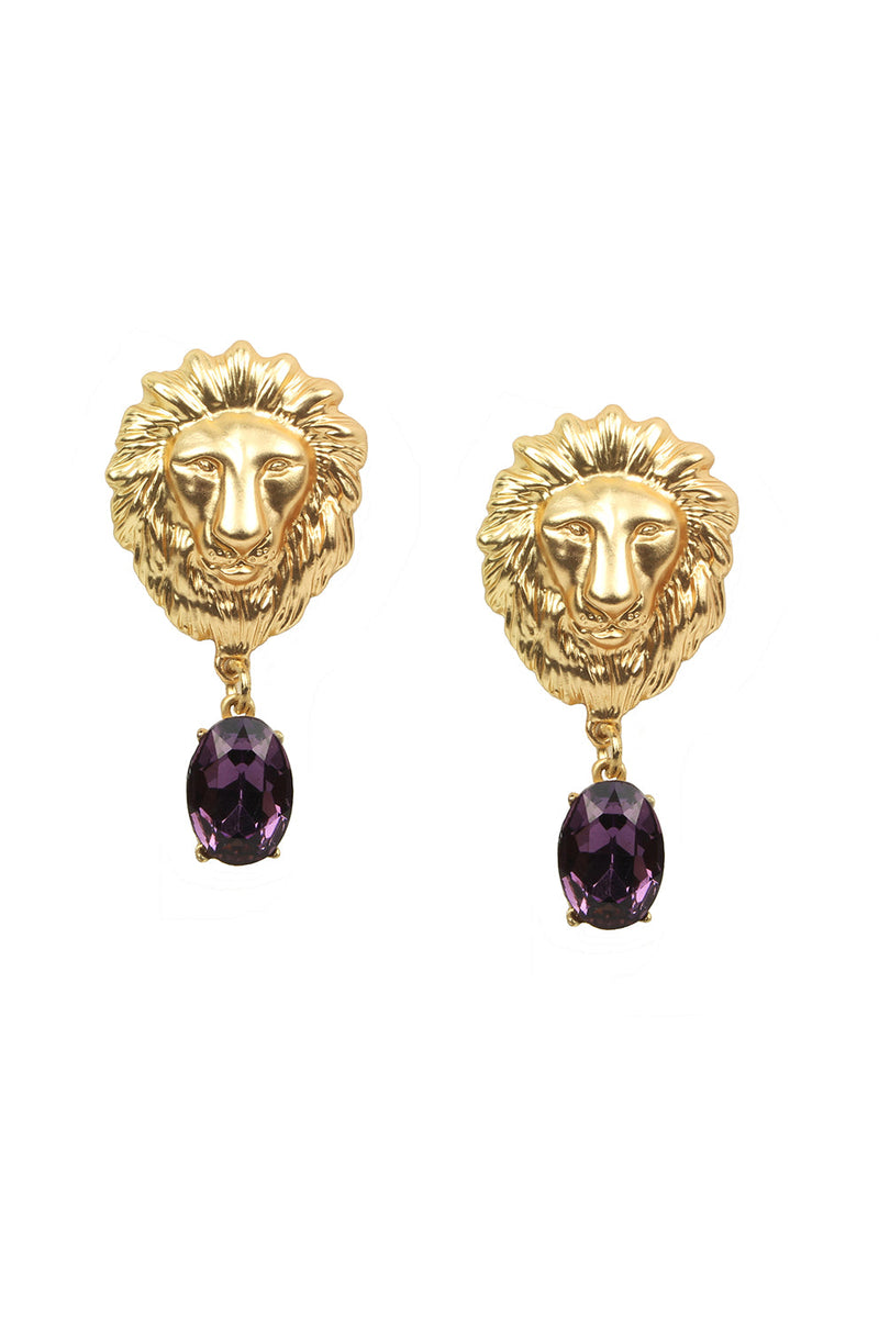 Golden Lion Dangle Earrings