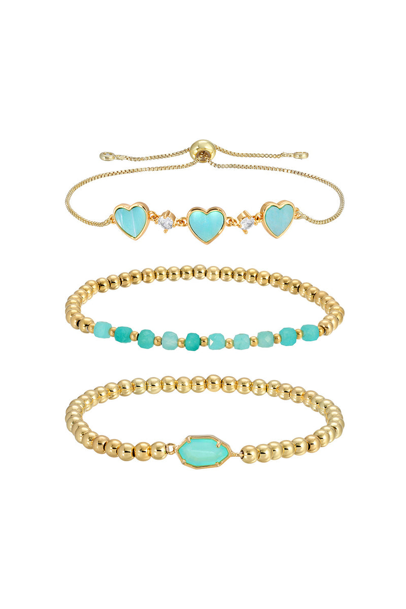 Teal Heart Bracelet Set