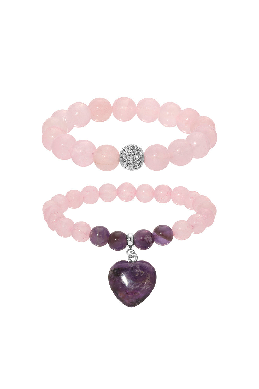 Amethyst Heart Bracelet Set