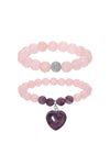 Amethyst Heart Bracelet Set