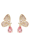 Pink Monarch Butterfly 18K Gold Plated Dangle Earrings