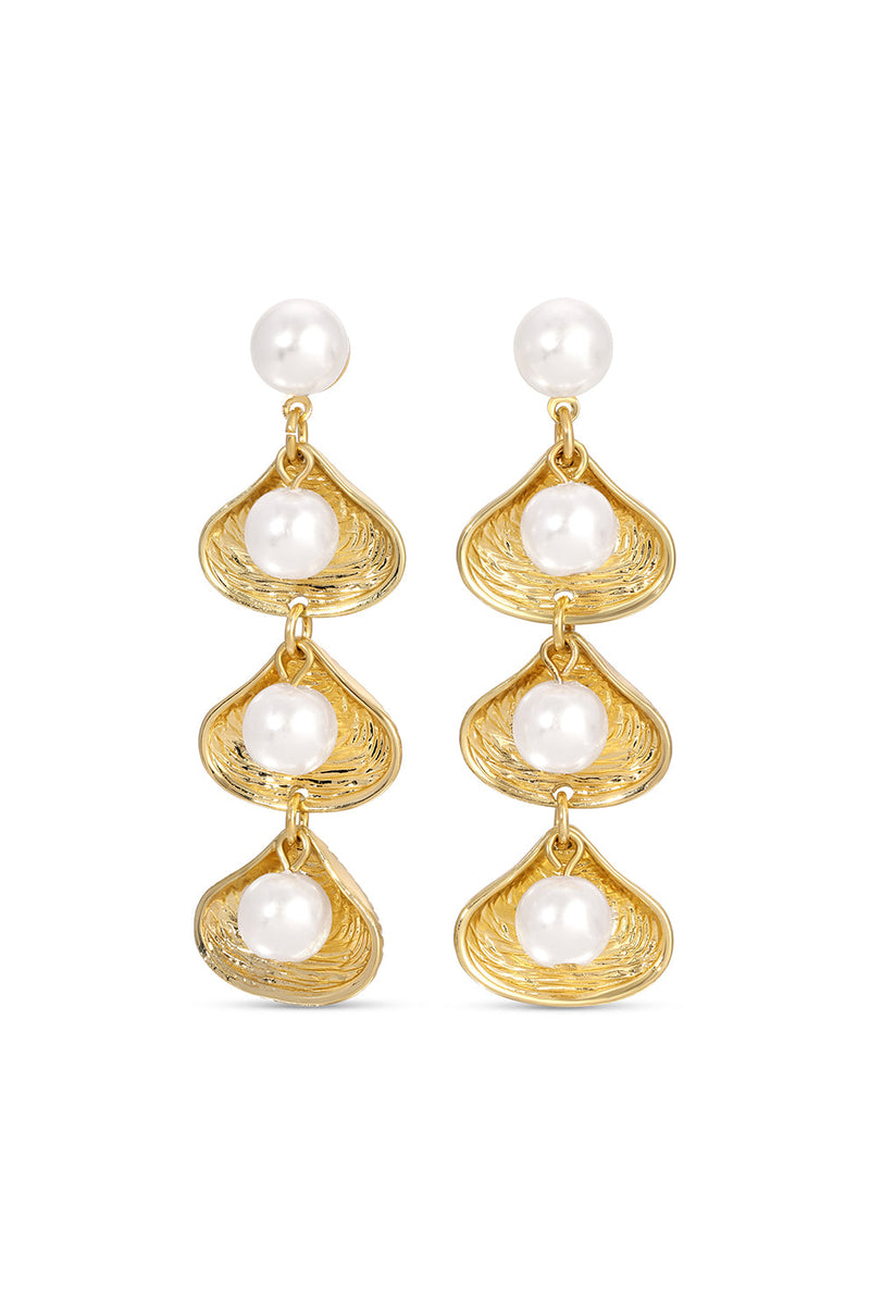 Ava Shell 3 Tier Drop Earrings