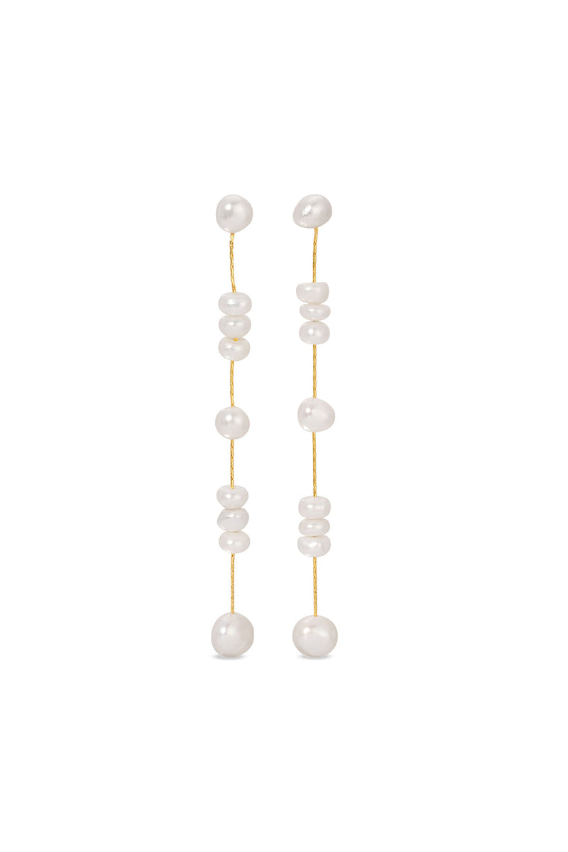 Lily Dainty Shell Pearl Linear Earrings