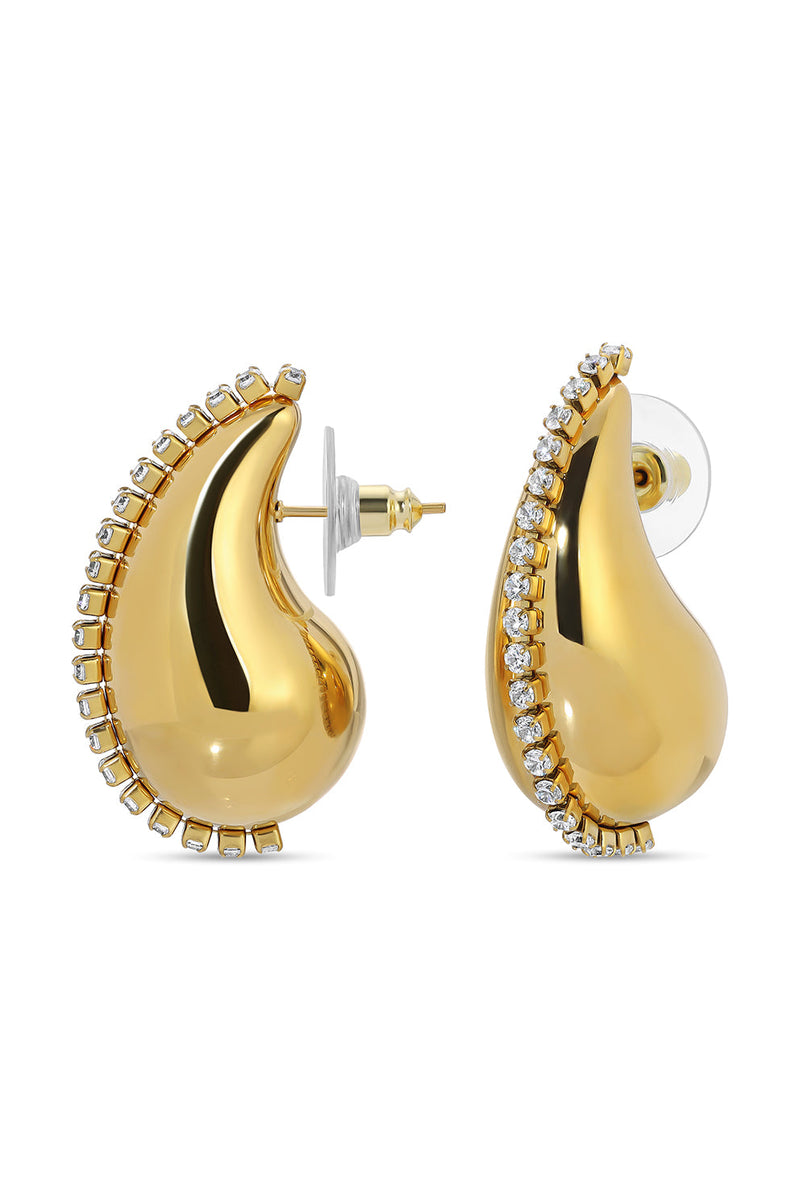 Golden Bean CZ Earrings