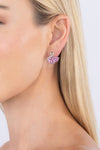 Ariana Hot Pink Swan Stud Earrings