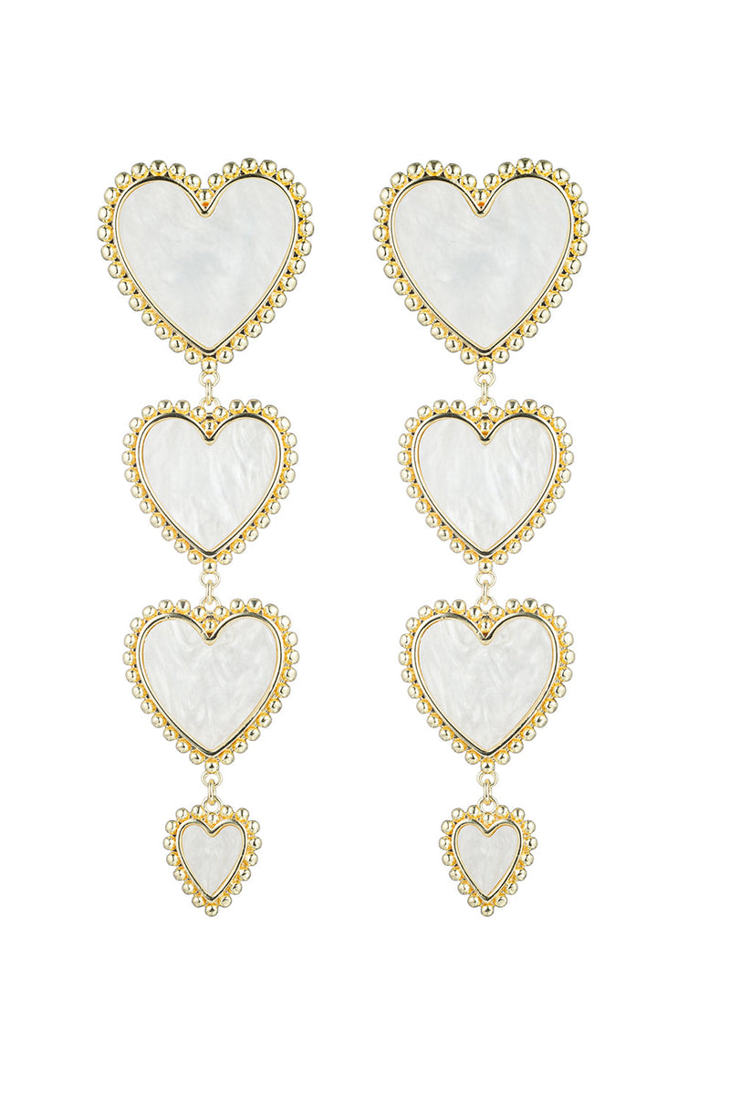 White Heart Linear Drop Earring