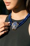 Zoe Blue Leopard Agate Beaded Necklace