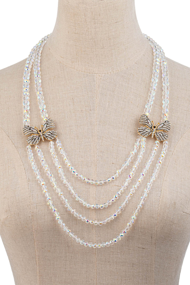 Julia AB Beaded Butterfly Necklace