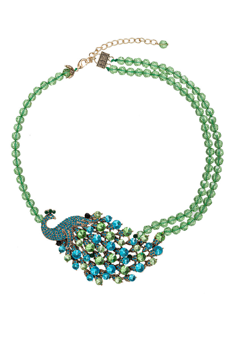 Alessandra Green Peacock Beaded Necklace