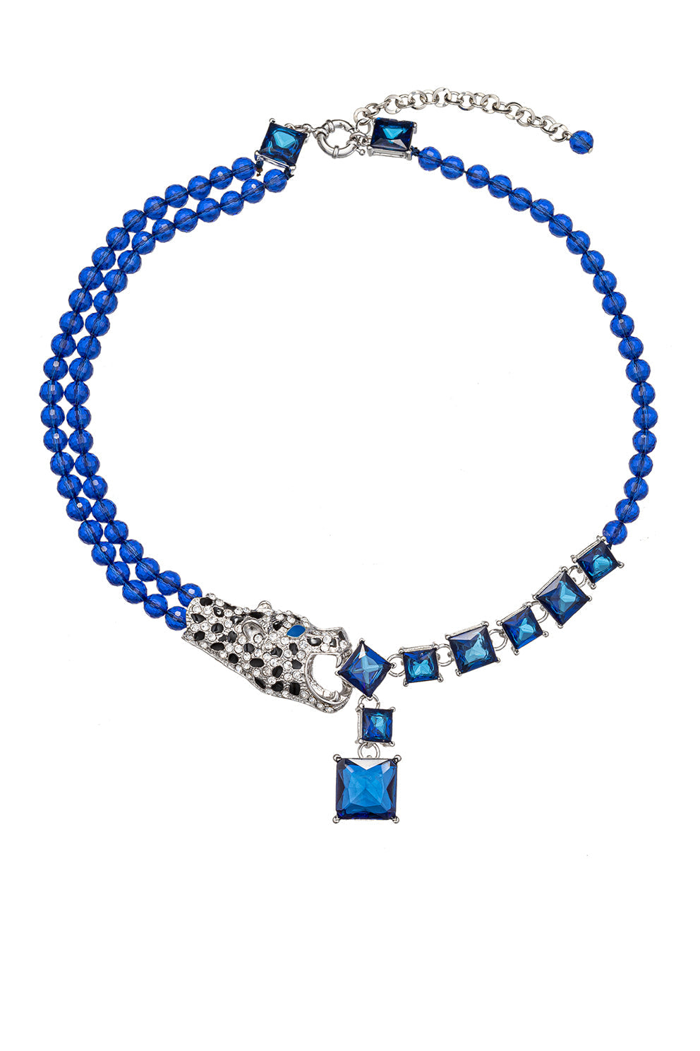 Larissa Blue Leopard Beaded Necklace