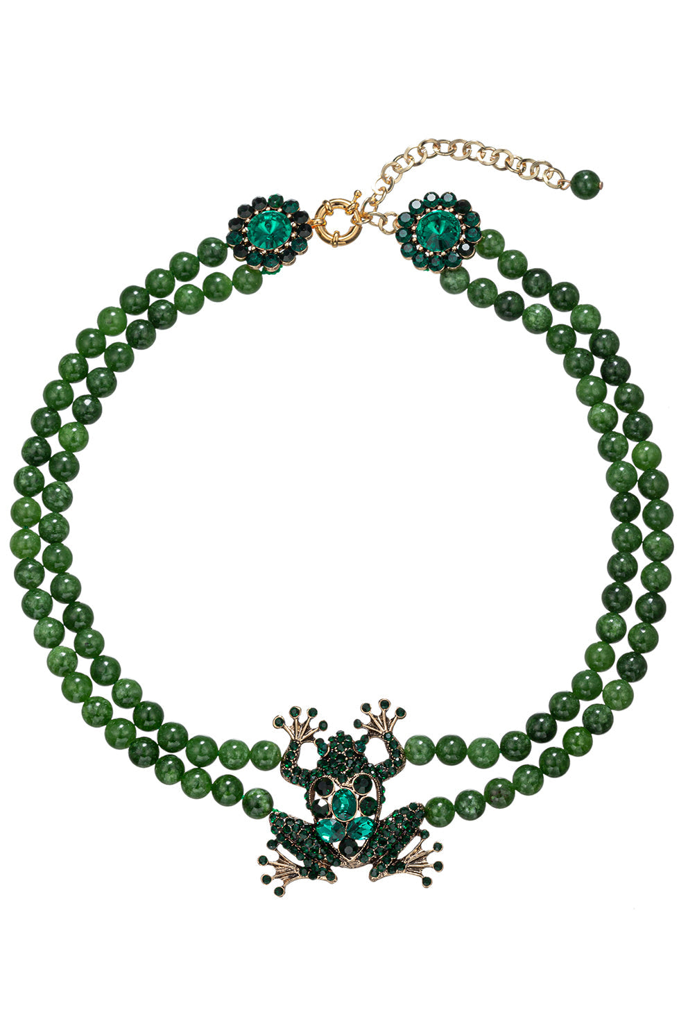 Lena Green Agate Frog Bead Necklace