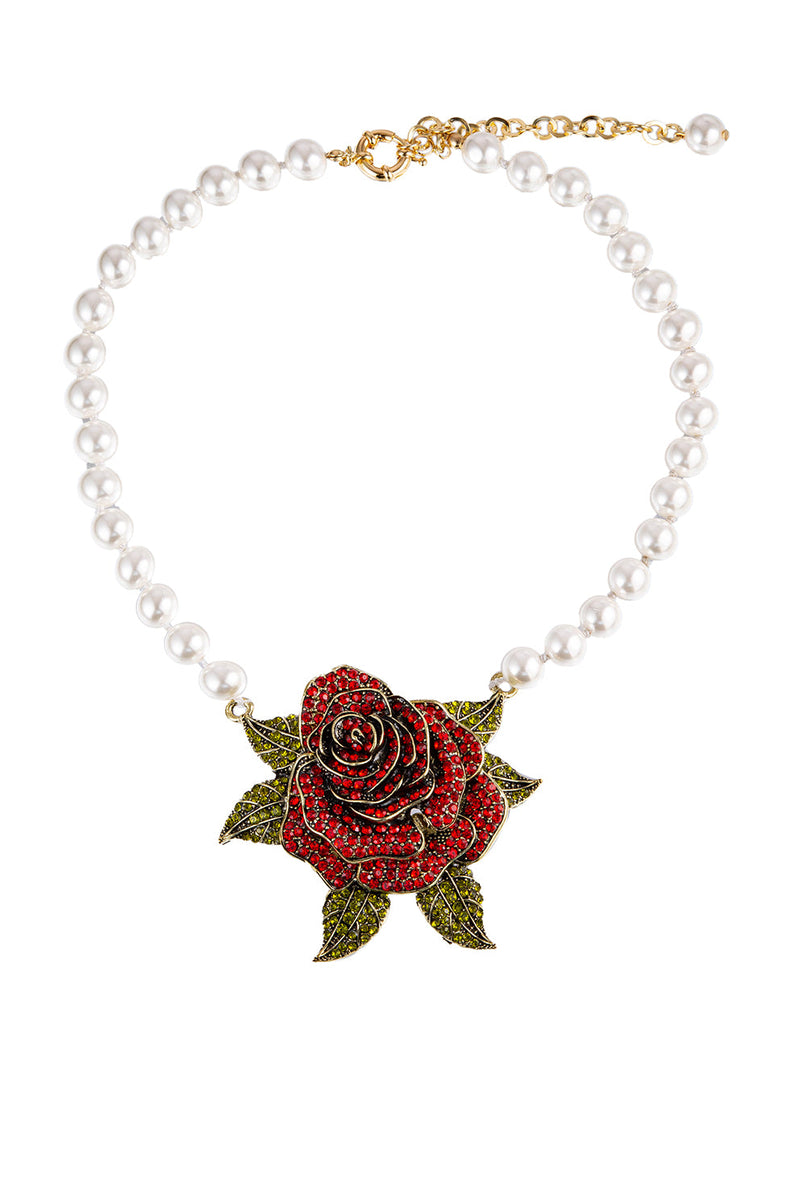 Rosy Red Flower Necklace