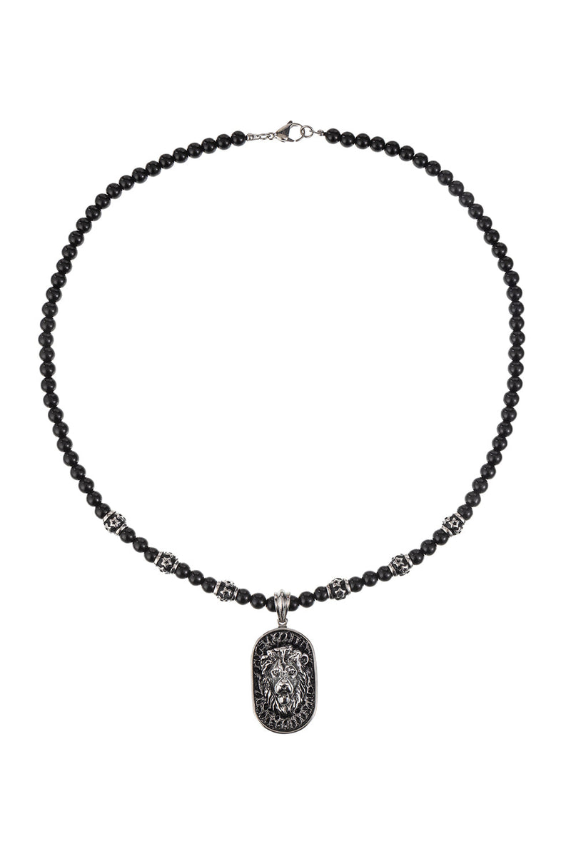 Lion Den Black Beaded Necklace