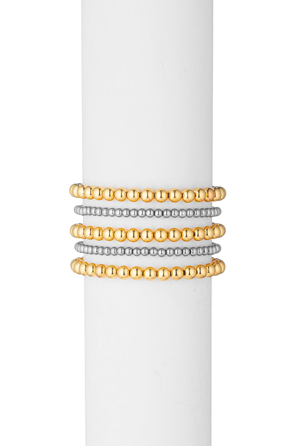 Luxe 5 Piece 2-Tone 18K Gold Plated Titanium Bead Bracelet Set