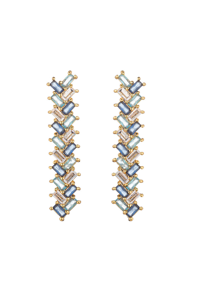 Aurora Blue Cubic Zirconia Zig Zag Earrings