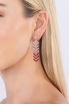 Alma Red and Pink CZ Fringe Earrings