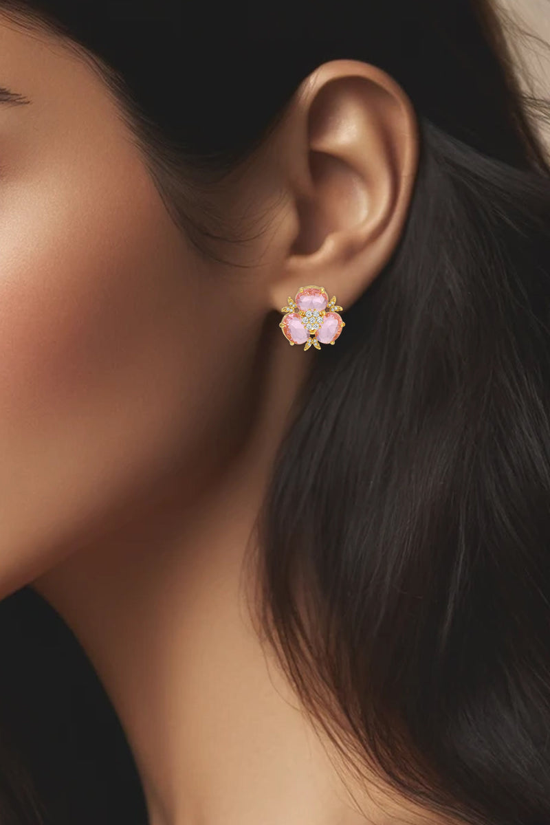 Willow Pink CZ Stud Earrings