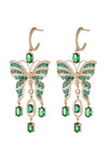 Monarch Green Butterfly CZ Drop Earrings