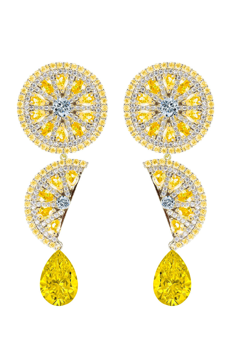 Lemon Squeeze 18K Gold Plated CZ Drop Earrings