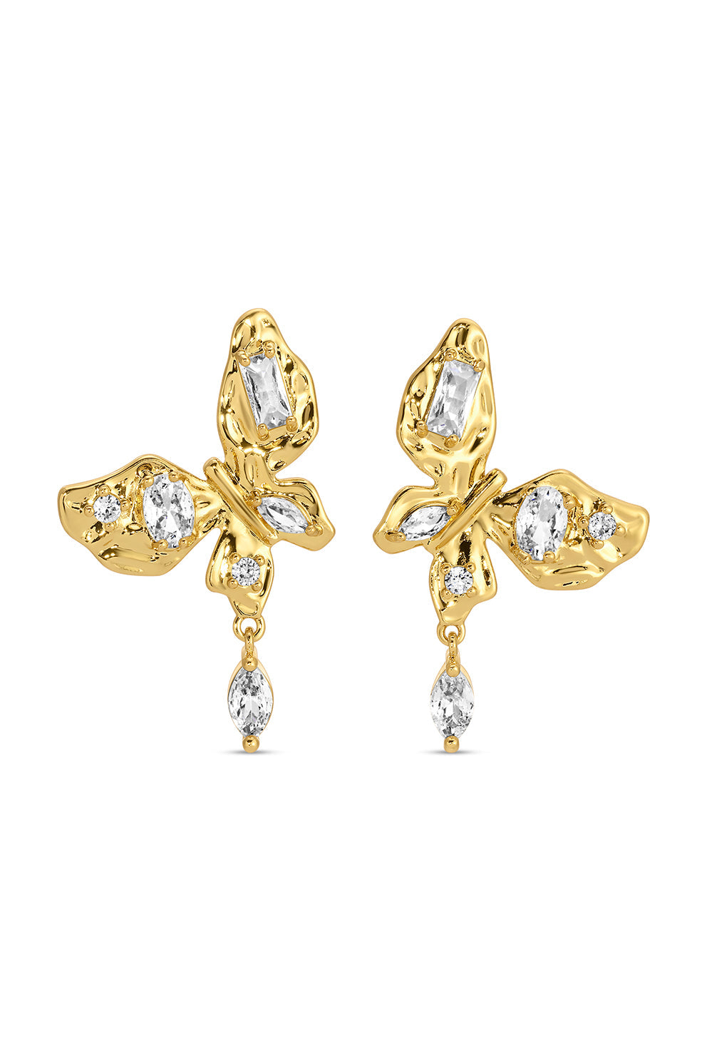 Golden Monarch CZ Drop Earrings