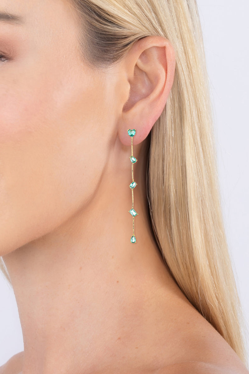 Dina Teal Linear Cubic Zirconia Earrings