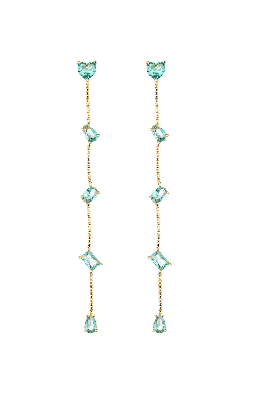 Dina Teal Linear Cubic Zirconia Earring