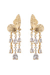 Golden Monarch Cubic Zirconia Butterfly Drop Earring