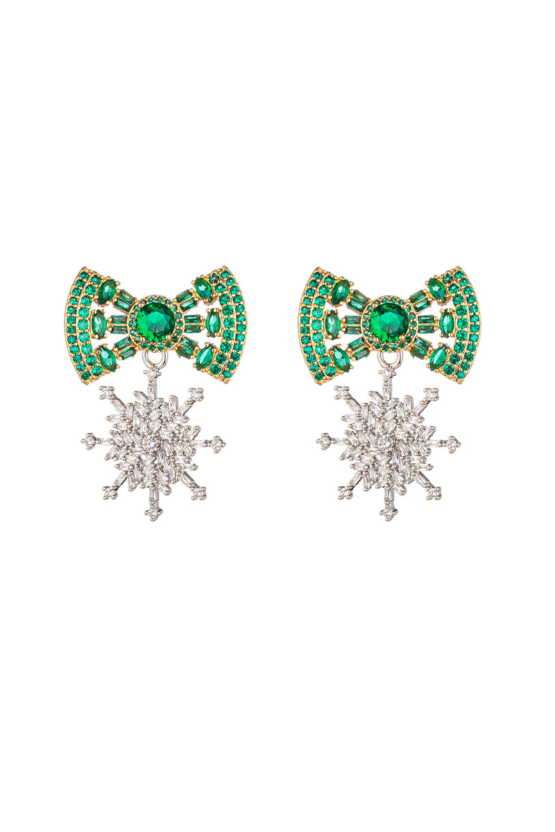 Snowflake Bow CZ Dangle Earrings