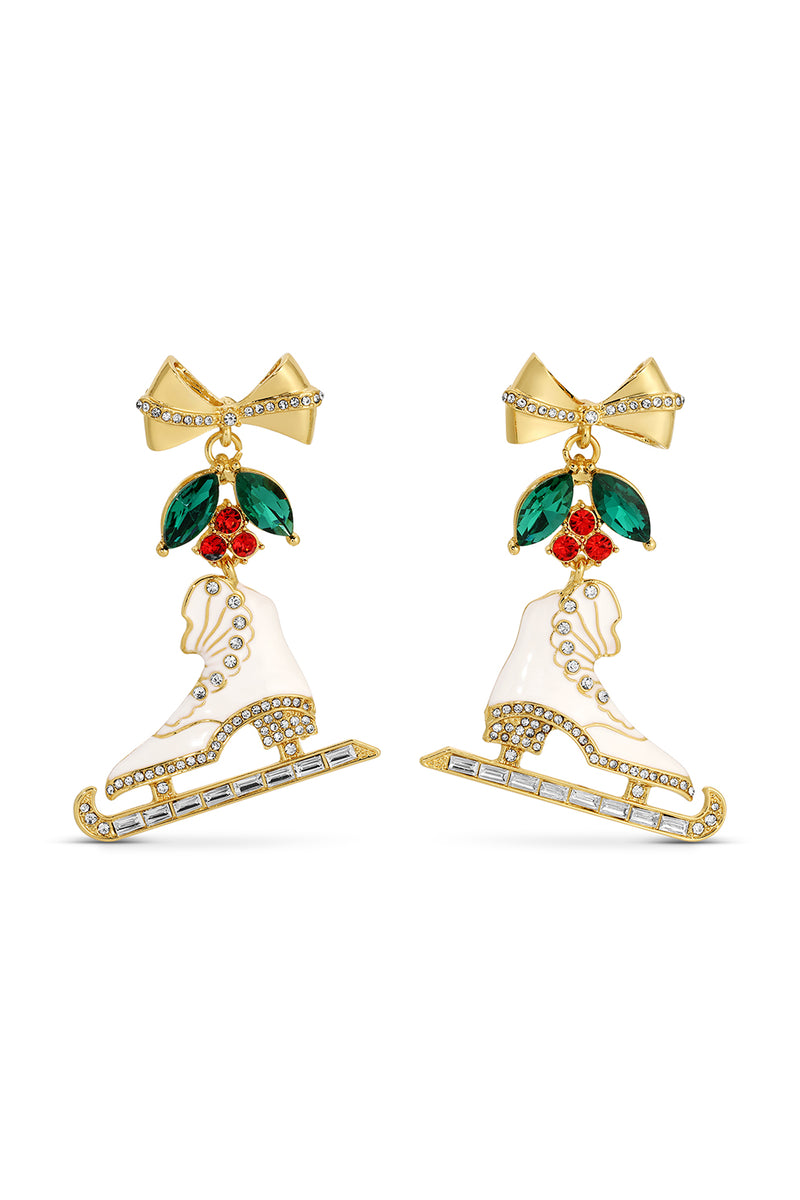 Ice Skater CZ Dangle Earrings