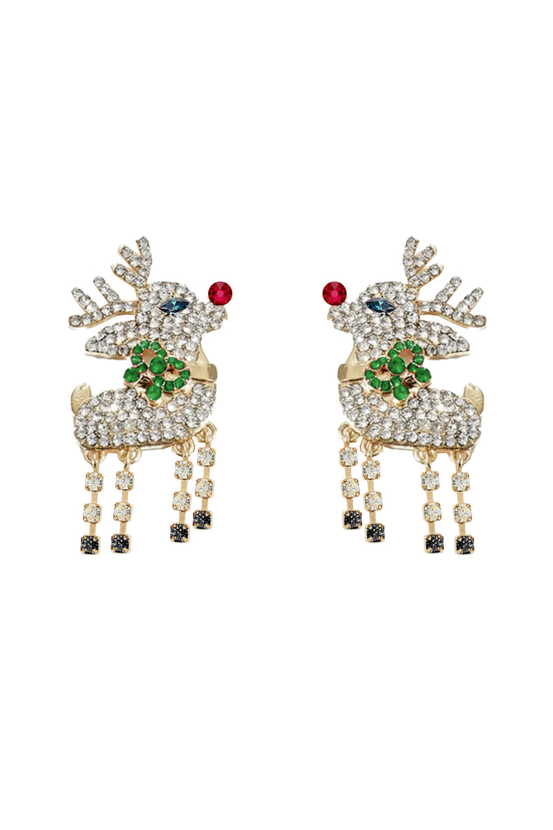 Reindeer CZ Drop Earrings