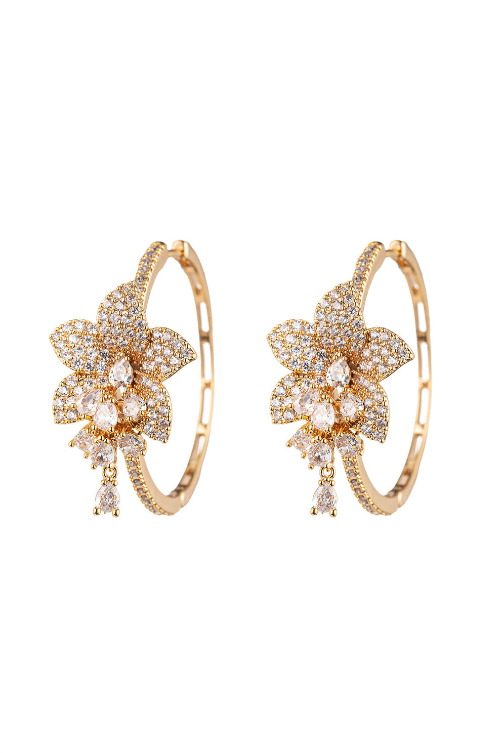 Amelia Golden Floral Cubic Zirconia Earring