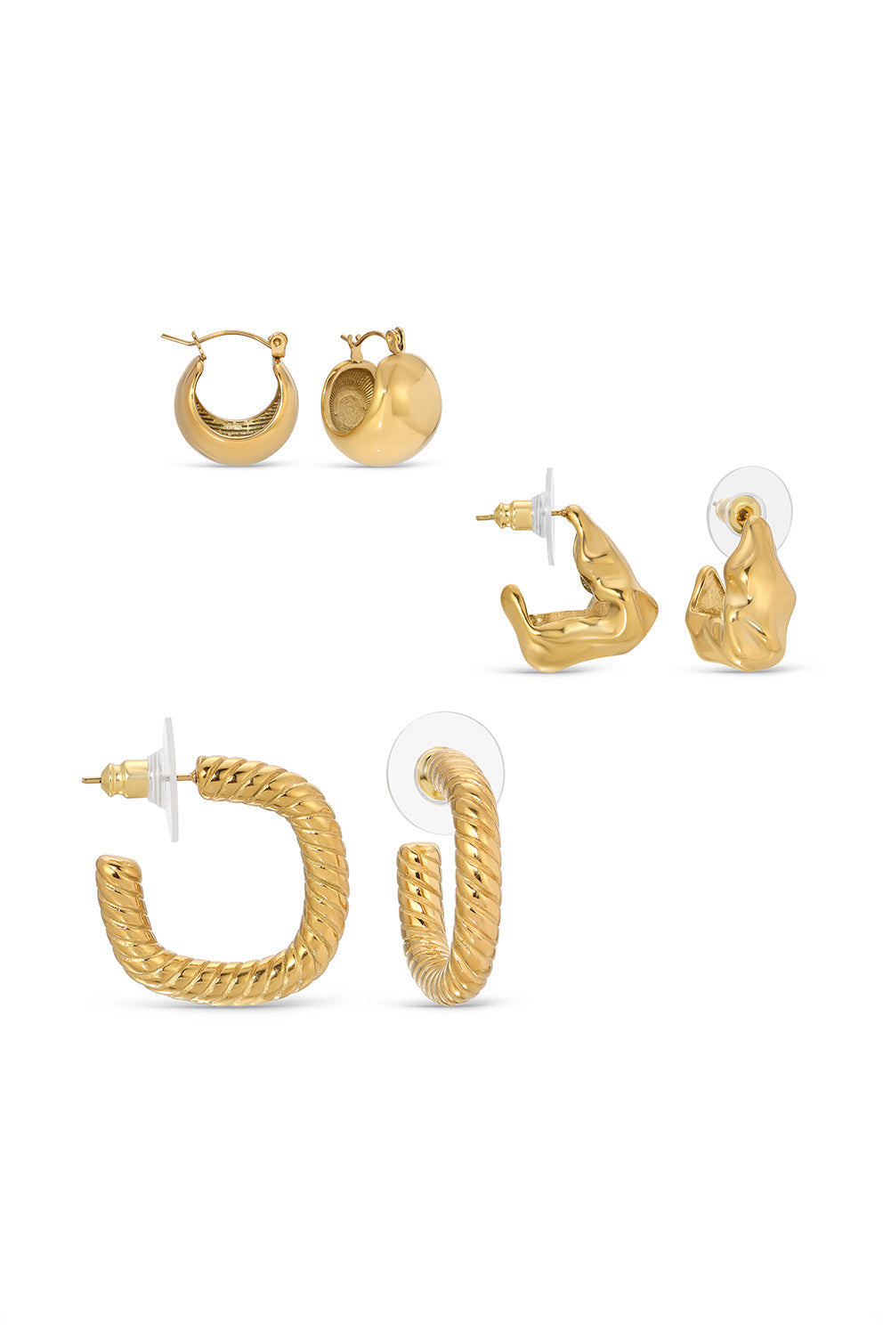 Clara 3 Piece Golden Set Earring