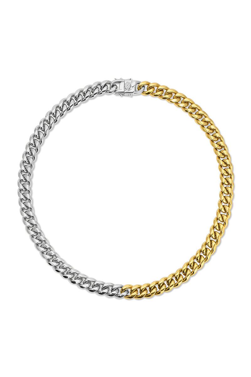 Belle 2 Tone Cuban Link Collar Necklace