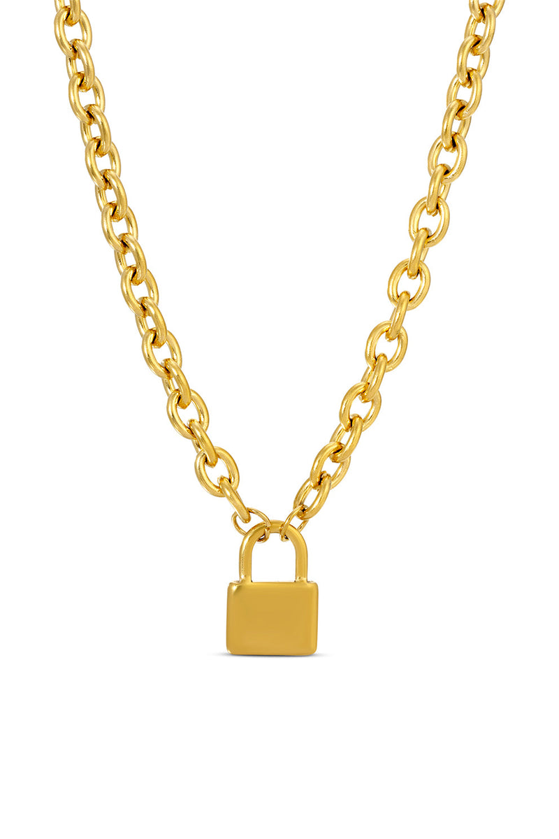 18K Gold Plated Lock Pendant Necklace