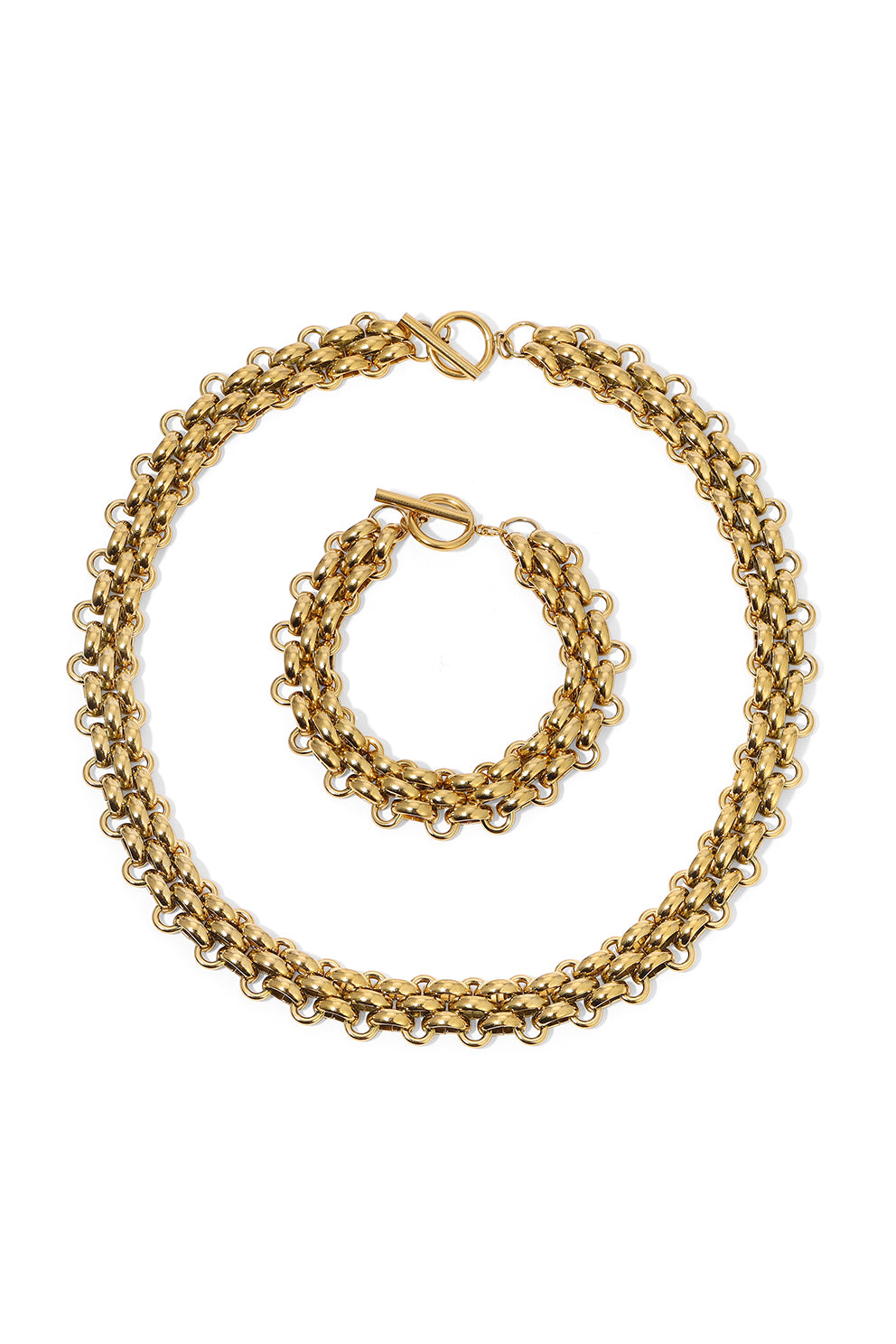 Anat Gold Tone Necklace & Bracelet Set