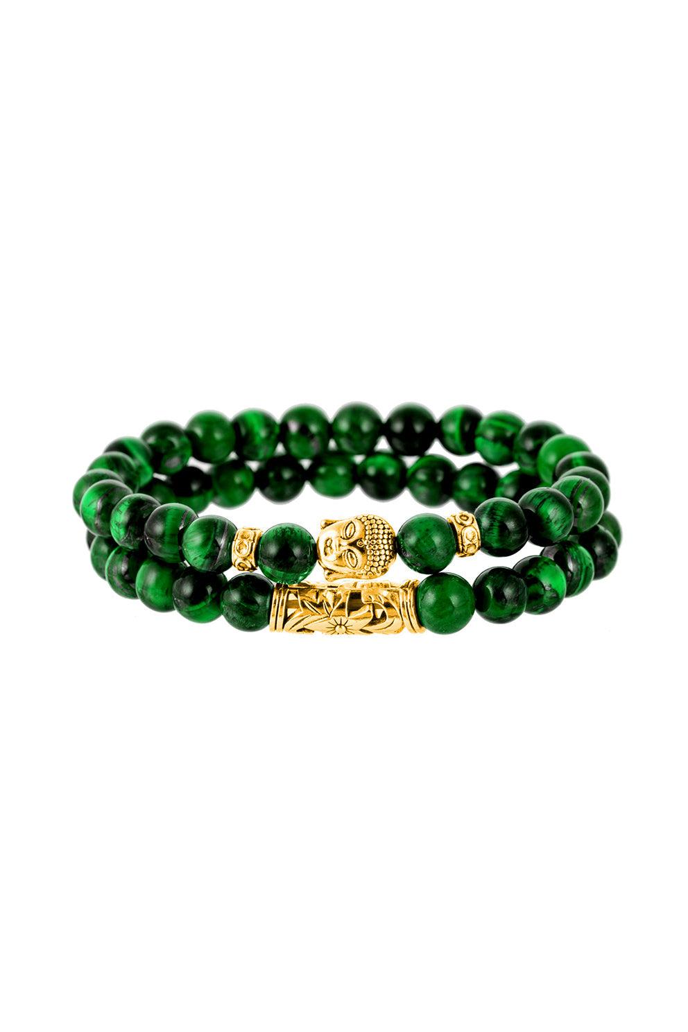 Marco 2 Piece Buddha Green Agate Bracelet