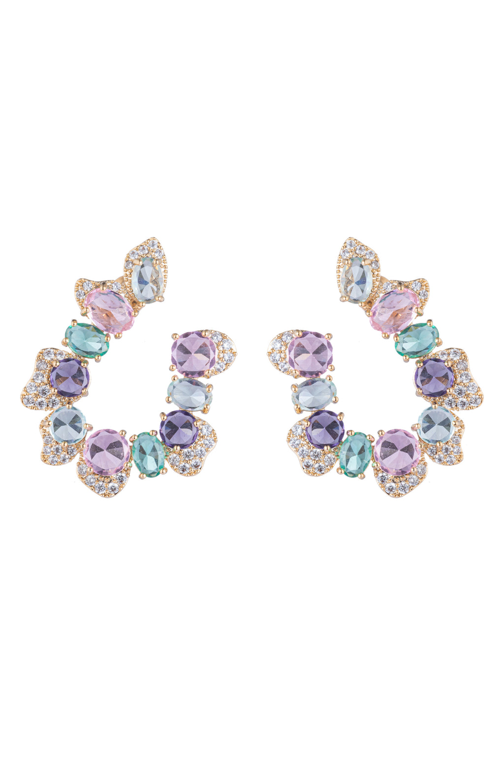 Princess pastel earrings studded with CZ crystals.