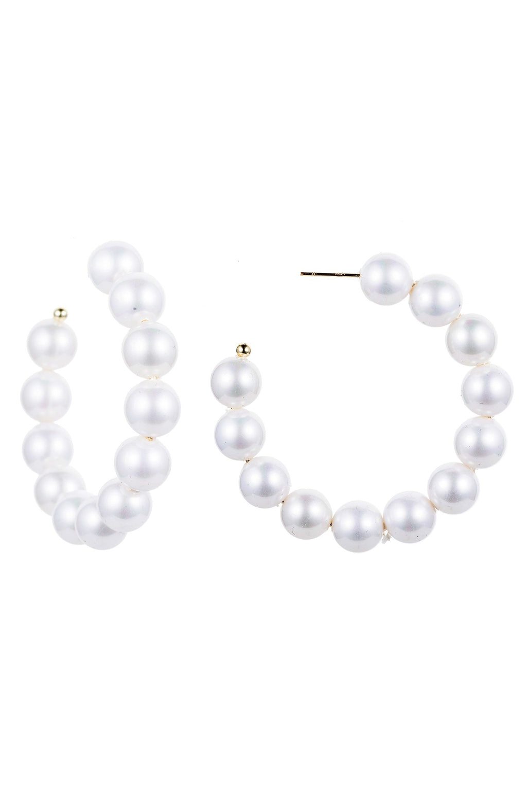 white glass pearl loop earrings