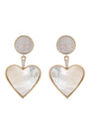 Shell pearl heart earrings studded with CZ crystals.